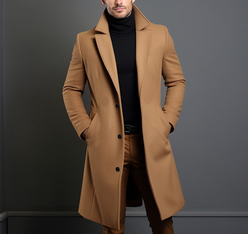 Gabardina de hombre de largo medio, ideal para otoño e invierno.