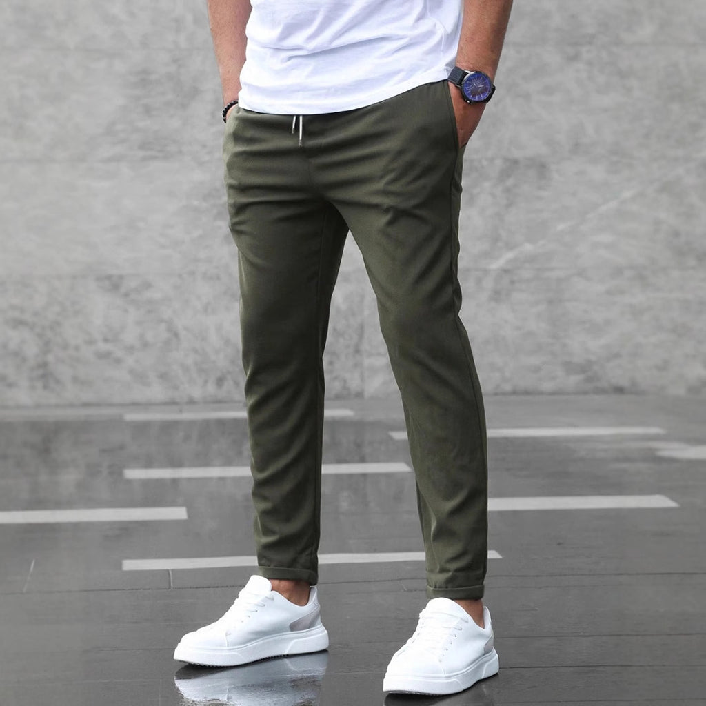 Pantalones casuales de hombre con cordón ajustable