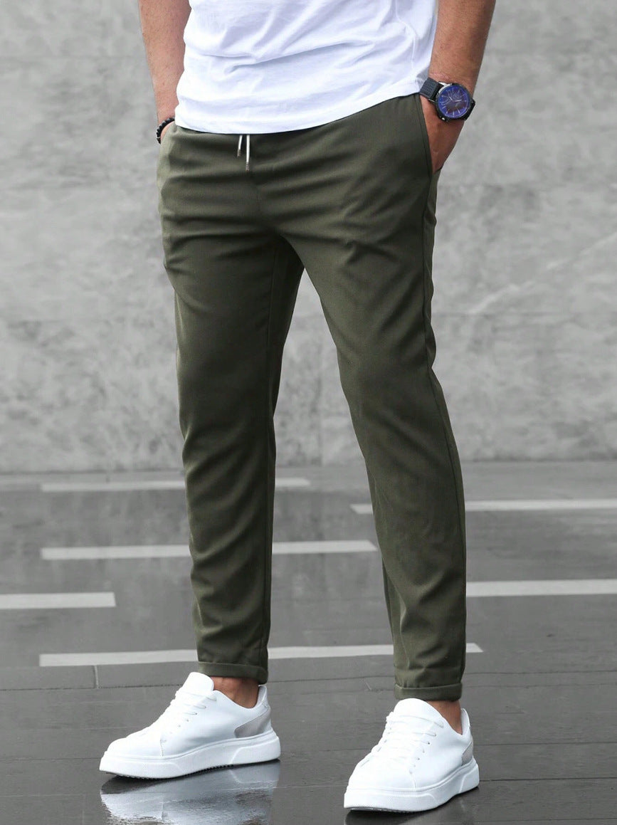 Pantalones casuales de hombre con cordón ajustable
