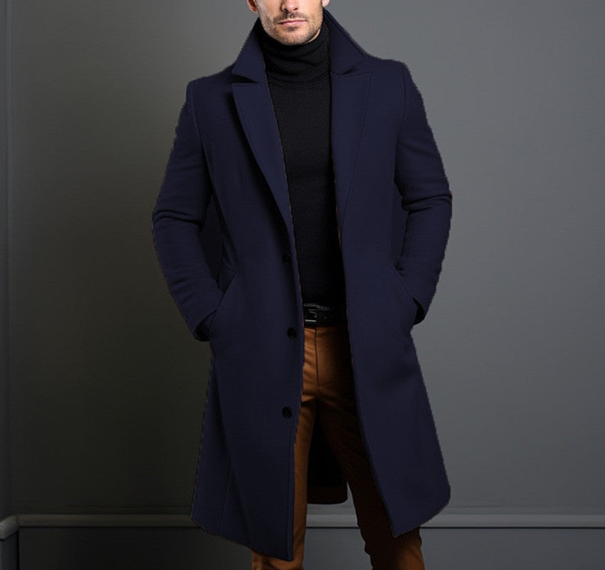 Gabardina de hombre de largo medio, ideal para otoño e invierno.