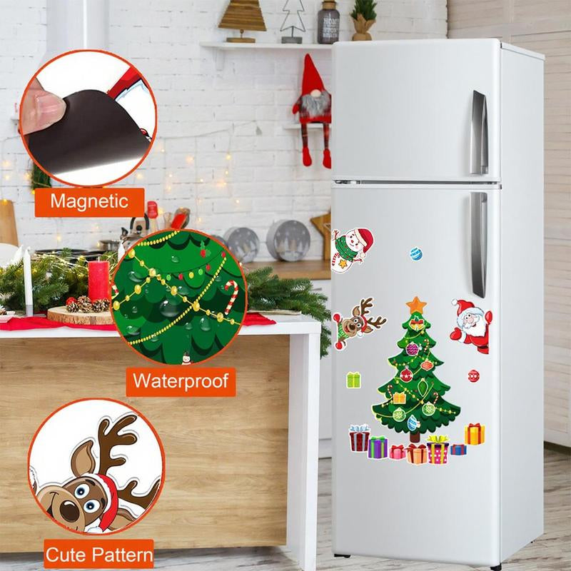 Juego de imanes navideños para refrigerador: diseños de árbol festivo, Papá Noel, reno y muñeco de nieve para decorar la cocina y el garaje. Ideal para niños. Edición 2025.